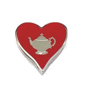HERMES Heart Motif Tea Time Twilly Scarf Ring, Metal, Women's, Red, Like New